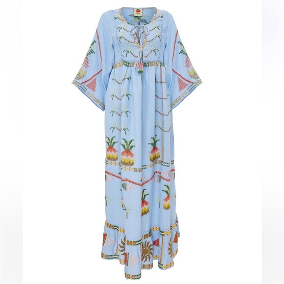 FARM Rio Women’s Embroidered Pineapple linen-blend Maxi Dress, XL, NWT $345 - Picture 6 of 16